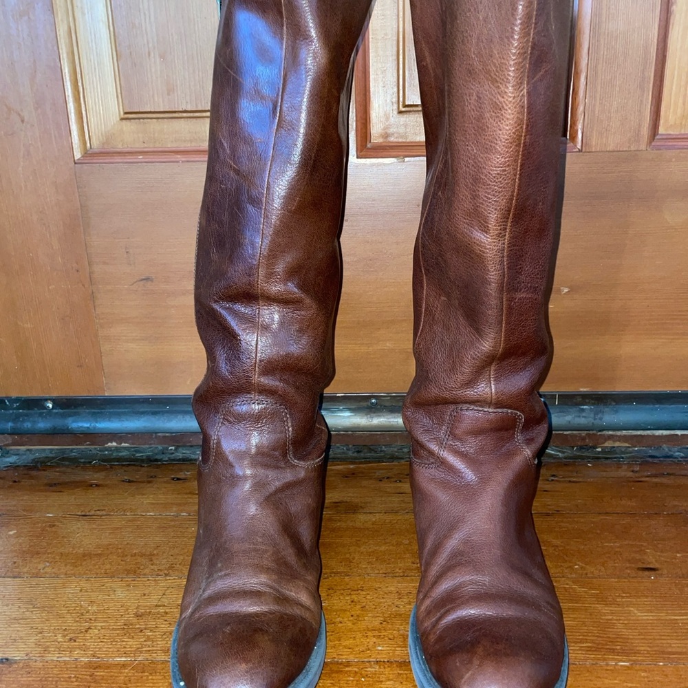 Enzo Angiolini Brown Leather Below Knee Boots